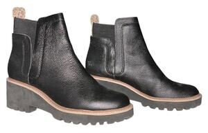Dolce Vita Huey H2O Water-Resistant Black Leather Lug Sole Booties 8
